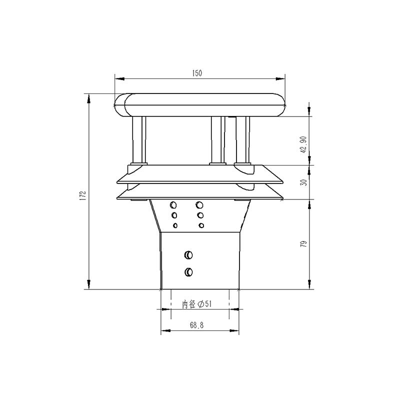 風(fēng)機現(xiàn)場使用風(fēng)向標氣流探測產(chǎn)品尺寸圖