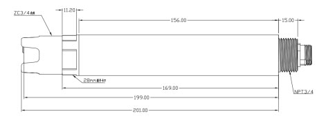 高量程水質電導率TDS鹽度溫度傳感器尺寸圖